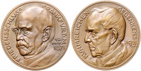 Medaillen von Karl Goetz Bronzemedaille 1921 auf den Friedensschluss in Frankfurt/M., mit Jahreszahl 1921 Kien. 282. Slg. Bö. 5706. 
45,3mm 42,9g vz-...