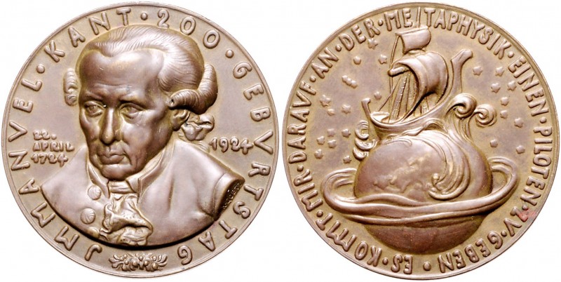 Medaillen von Karl Goetz Bronzemedaille 1924 auf den 200. Geburtstag von Immanue...