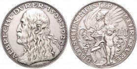 Medaillen von Karl Goetz Silbermedaille 1928 mattiert auf den 400. Todestag von Albrecht Dürer, i.Rd: BAYER.HAUPTMÜNZAMT FEINSILBER Kien. 388. Slg. Bö...
