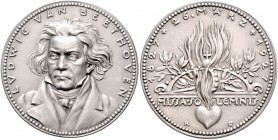 Medaillen von Karl Goetz Silbermedaille 1927 mattiert auf den 100. Todestag von Ludwig van Beethoven, i.Rd: BAYER. HAUPTMÜNZAMT. FEINSILBER Kien. 397....