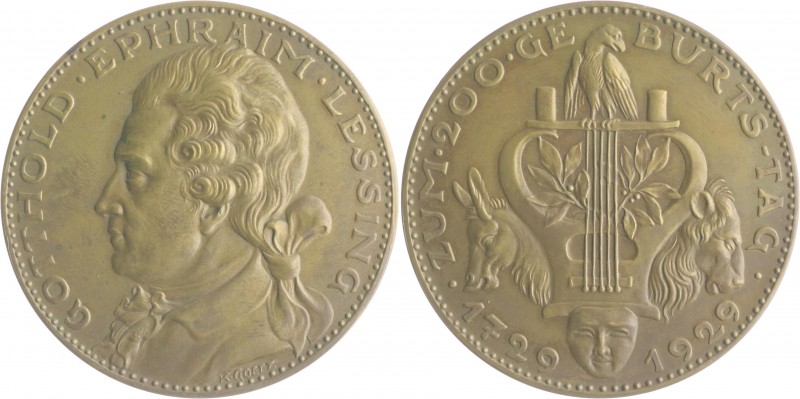 Medaillen von Karl Goetz Bronzemedaille 1929 auf den 200. Geburtstag von Gotthol...