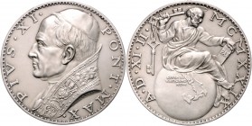Medaillen von Karl Goetz Silbermedaille 1929 mattiert auf Papst Pius XI. und den Abschluss des Lateranvertrages zwischen Vatikan und Italien, i.Rd: BA...