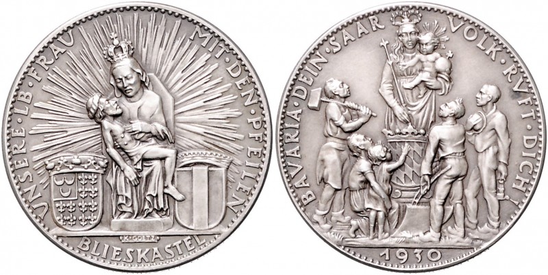 Medaillen von Karl Goetz Silbermedaille 1930 mattiert Blieskastel - Bavaria dein...