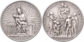 Medaillen von Karl Goetz Silbermedaille 1930 mattiert Blieskastel - Bavaria dein Saarvolk ruft dich, i.Rd: BAYER. HAUPTMÜNZAMT FEINSILBER Kien. 445. S...