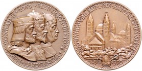 Medaillen von Karl Goetz Bronzemedaille 1930 900 Jahre Kaiserdom Speyer, i.Rd: BAYER. HAUPTMÜNZAMT Kien. 452. Slg. Bö. -. 
36,0mm 20,4g f.st
