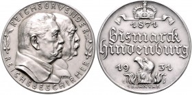Medaillen von Karl Goetz Silbermedaille 1931 mattiert Zur Erinnerung an die Reichsgründung 1871, i.Rd: BAYER. HAUPTMÜNZAMT FEINSILBER Kien. 457. Slg. ...