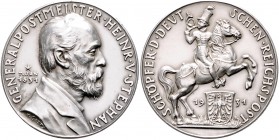 Medaillen von Karl Goetz Silbermedaille 1931 mattiert auf den 100. Geburtstag des Generalpostmeisters Heinrich von Stephan, i.Rd: BAYER.HAUPTMÜNZAMT.F...