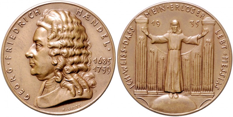 Medaillen von Karl Goetz Bronzemedaille 1935 auf den 250. Geburtstag Georg Fried...