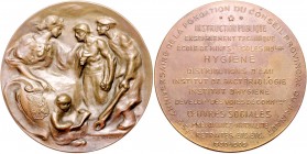 - Bergbau - Belgien Bronzemedaille 1905 (v. Devillez) auf das 75. Gründungsjubiläum des 'Conseil Provincial du Hainaut' Müs. 5.1/6. 
60,0mm 84,4g vz+...