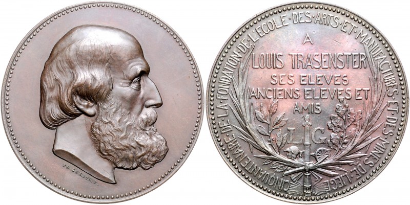 - Bergbau - Belgien Bronzemedaille o.J. (v. Geerts) auf Louis Trasenster, Dank s...