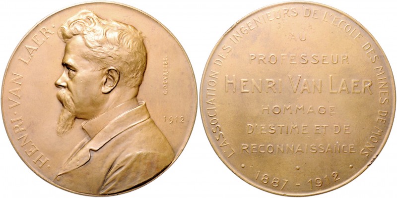 - Bergbau - Belgien Bronzemedaille 1912 (v. Devreese) auf das 25-jährige Dienstj...