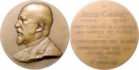 - Bergbau - Belgien Bronzemedaille o.J. (v. Bonnetain) auf Jules Cornet 1865-1929, Professor der Bergbauschule in Mons und Geologe im Kongo/Katanga. D...