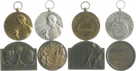 - Bergbau - Belgien Lot o.J. von 4 Stücken: Bronzeplakette 1903 (v. Rombaux) auf 100 Jahre Kohlenkonzession und den Besuch des Prinzenpaares ( 40,5x39...