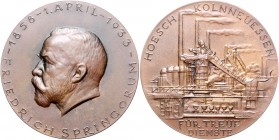 - Bergbau - Deutschland Bronzemedaille 1933 (v. Bagdons) Friedrich Springorum, Prämie der Hoesch-Werke für Treue Dienste 
59,8mm 73,9g vz-st