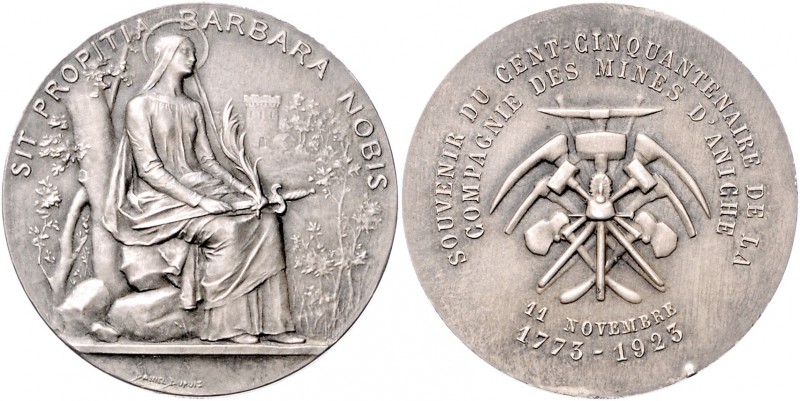 - Bergbau - Frankreich Silbermedaille 1923 (v. Dupuis) auf das 150-jährige Jubil...