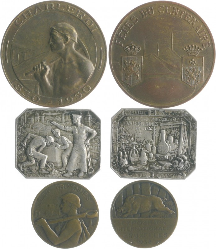 - Bergbau - Lots Lot o.J. von 3 Stücken: (Belgien) Bronzemedaille 1930 (v. Mauqu...