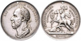 - Befreiungskriege 1813-1815 Silbermedaille 1865 (v. Mansvelt) auf die 50-Jahrfeier der Schlacht von Waterloo Bramsen 2091. 
in Silber selten, geloch...