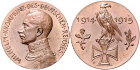 - Erster Weltkrieg Bronzemedaille 1914 (v. Guradze) Erinnerung an die Kriegsjahre 1914/1915 Zetzm. 2142 (Ag). 
33,5mm 16,6g vz+