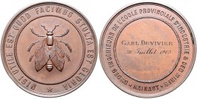 - Bienen Bronzemedaille o.J. Prämie der Bergbauschule in Hainaut, verliehen an 'Carl Duvivier 30. Juli 1905' 
46,9mm 42,9g vz-st