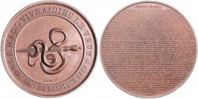 - Freimaurer Bronzemedaille 1838 der Brüsseler Freimaurer (v. Hart) auf die Abwehr der Angriffe der Geistlichkeit Peltzer 727. HZC 249. 
50,2mm 55,4g...