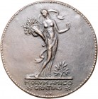 - Jugendstil Eins. Bronzegussmedaille o.J. (v. A.R.) FLORVM AMICO GRATIAS 
81,6mm 88,7g ss-vz