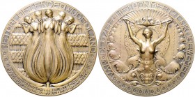 - Jugendstil Vergold. Bronzemedaille o.J. (v. C.J. van der Hoef) der Niederländisch-Belgischen Medaillenfreunde 
65,2mm 120,2g vz