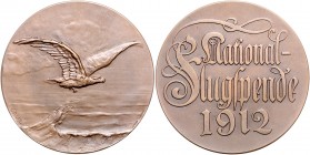 - Luftfahrt Lot o.J. von 2 Bronzemedaillen 1912 (v. Kühl/Lauer) Nationalflugspende Kai. 713, 714. 
60,0mm 80,9g u. mit Öse (ohne Band) 27,4mm 10,5g v...