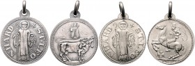- Medailleure - Dasio, Maximilian 1865-1954 Lot o.J. von 2 versilberten Anhängern auf den Heiligen Leonard 
23,7mm 4,5g u. 23,1mm 3,9g vz und f.st