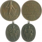 - Medailleure - Dasio, Maximilian 1865-1954 Lot o.J. von 2 Bronzemedaillen: 1925 auf die Jahrtausend-Ausstellung der Rheinlande in Köln (m. Öse 32x40m...
