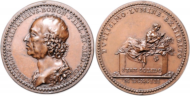 - Medicina in nummis Bronzemedaille o.J. (v. Saint Urbain) auf Marcello Malpighi...