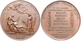 - Medicina in nummis Bronzemedaille 1821 (v. Gayrard) Widmung für die am Gelbfieber in Barcelona verstorbenen französischen Ärzte Brett. 1796. 
47,6m...
