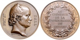 - Medicina in nummis Bronzemedaille 1828 (v. Barré) auf Franz Josef Gall 1758-1826, Begründer der Phrenologie Brett. 377. 
45,9mm 45,5g vz-st