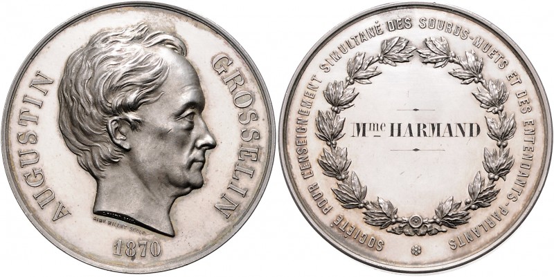 - Medicina in nummis Silbermedaille 1870 (v. Trotin) auf Auguste Grosselin, Grün...