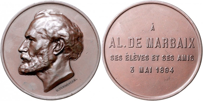 - Medicina in nummis Bronzemedaille 1894 (v. Vermeylen) auf Alphonse de Marbaix,...