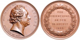 - Personen - Goethe, J.W. v. 1749-1832 Bronzemedaille 1849 (v. Kullrich) auf seinen 100. Geburtstag Förschn. 80. Sommer K1. 
38,0mm 28,8g vz-st