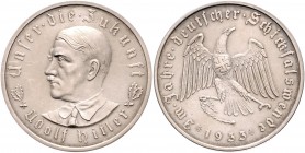 - Personen - Hitler, Adolf 1889-1945 Silbermedaille 1933 (v. Glöckler, unsign.) 'Im Jahre deutscher Schicksalswende', i.Rd: BAYER. HAUPTMÜNZAMT SILBER...