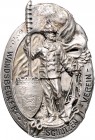 - Schützenmedaillen - Hamburg Abzeichen o.J. versilbert des Schützenvereins Hamburg - Wandsbek, rückseitig Hersteller: Lindner, München 
ca. 33,4x49,...