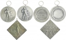 - Schützenmedaillen - Schramberg Lot o.J. von 3 Stücken: Versilberte Medaille 1929 auf das Fahnenweih-Schießen der Schützengesellschaft (m. Orig.Öse u...