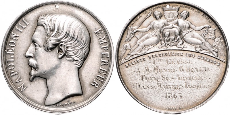 - Tiere und Landwirtschaft Silbermedaille o.J. (v. Caqué) Prämie des Vereins für...