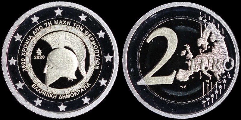 GREECE: 2 Euro (2020) in bi-metallic, commemorating 2500 Years since the battle ...