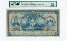 GREECE: 1000 Drachmas (4.12.1921 - 1922 NEON issue) in blue on multicolor unpt with portrait of G Stavros at left, Demeter at center and Arms of King ...