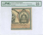 GREECE: 1/2 right part of 1000 Drachmas (30.3.1901) (bisected Hellas #60) of 1922 Emergency Loan. S/N: "035691". Inside holder by PMG "Very Fine 25". ...