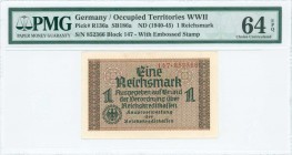 GREECE: 1 Reichsmark (ND 1941) in black and brown on multicolor with eagle with swastika at bottom left, German treasury notes issued for occupied ter...