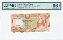GREECE: 500 Mils (1.6.1982) in light brown on green and multicolor unpt with woman seated at right, Arms at top left center. S/N: "B896010. WMK: Rams ...