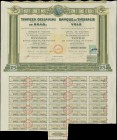 GREECE: "ΤΡΑΠΕΖΑ ΘΕΣΣΑΛΙΑΣ ΕΝ ΒΟΛΩ / BANQUE DE THESSALIE VOLO" bond certificate for 25 shares (No. 408826-408850) of 100 Drachmas, issued in Volos 29....