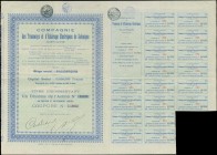GREECE: "COMPAGNIE des Tramways et d Eclairage Electriques de Salonique" bond certificate for 1 share (No. 18435) of 500 Fracns. 18 coupons attached. ...