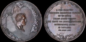 GREECE: Bronze medal commemorating the Lefkada Canal (Δίαυλος Λευκάδος) (1819). Obv: Map of Lefkada & surrounding area and bust of Major General Sir P...
