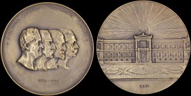 GREECE: Bronze medal commemorating the 60th Anniversary of National Bank of Greece (1902). Obv: Portraits of the first four bank governors (Γ.ΣΤΑΥΡΟΣ ...