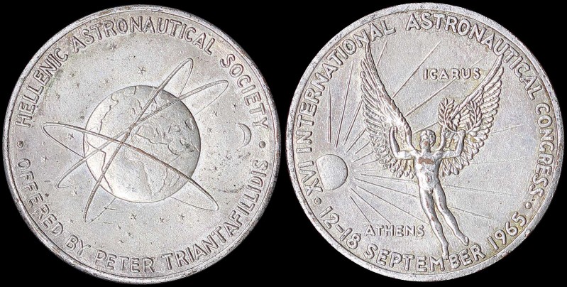 GREECE: Copper-nickel(?) medal commemorating the XVI International Astronautical...