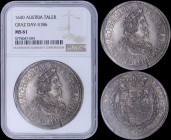 AUSTRIA: 1 Thaler (1640) in silver with laureate bust of Ferdinand III facing right, punctuated date below bust. Crowned ornamental Arms on reverse. M...